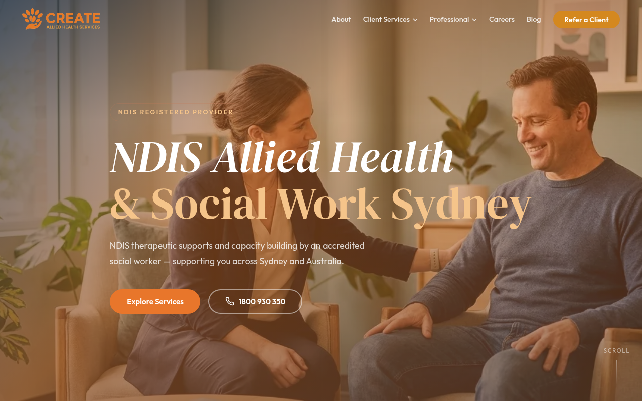Create Allied Health website homepage — NDIS-registered allied health Sydney