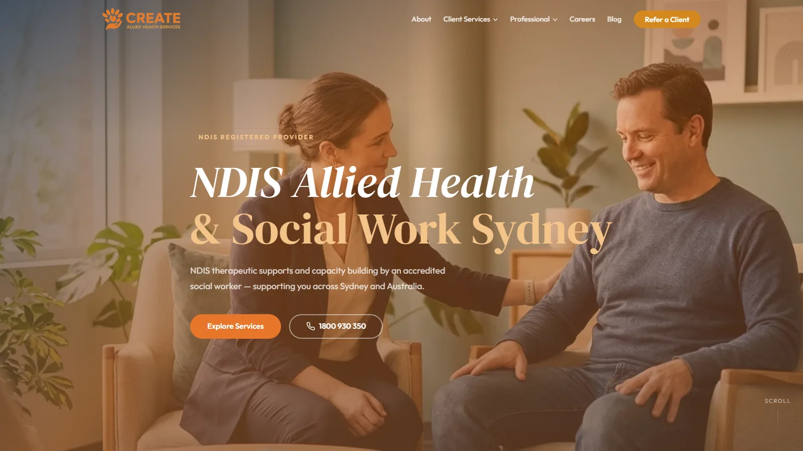 Create Allied Health Services — NDIS provider website designed by Arclight Digital