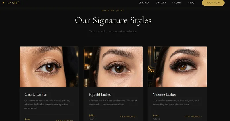 LASH&Eacute; website screenshot