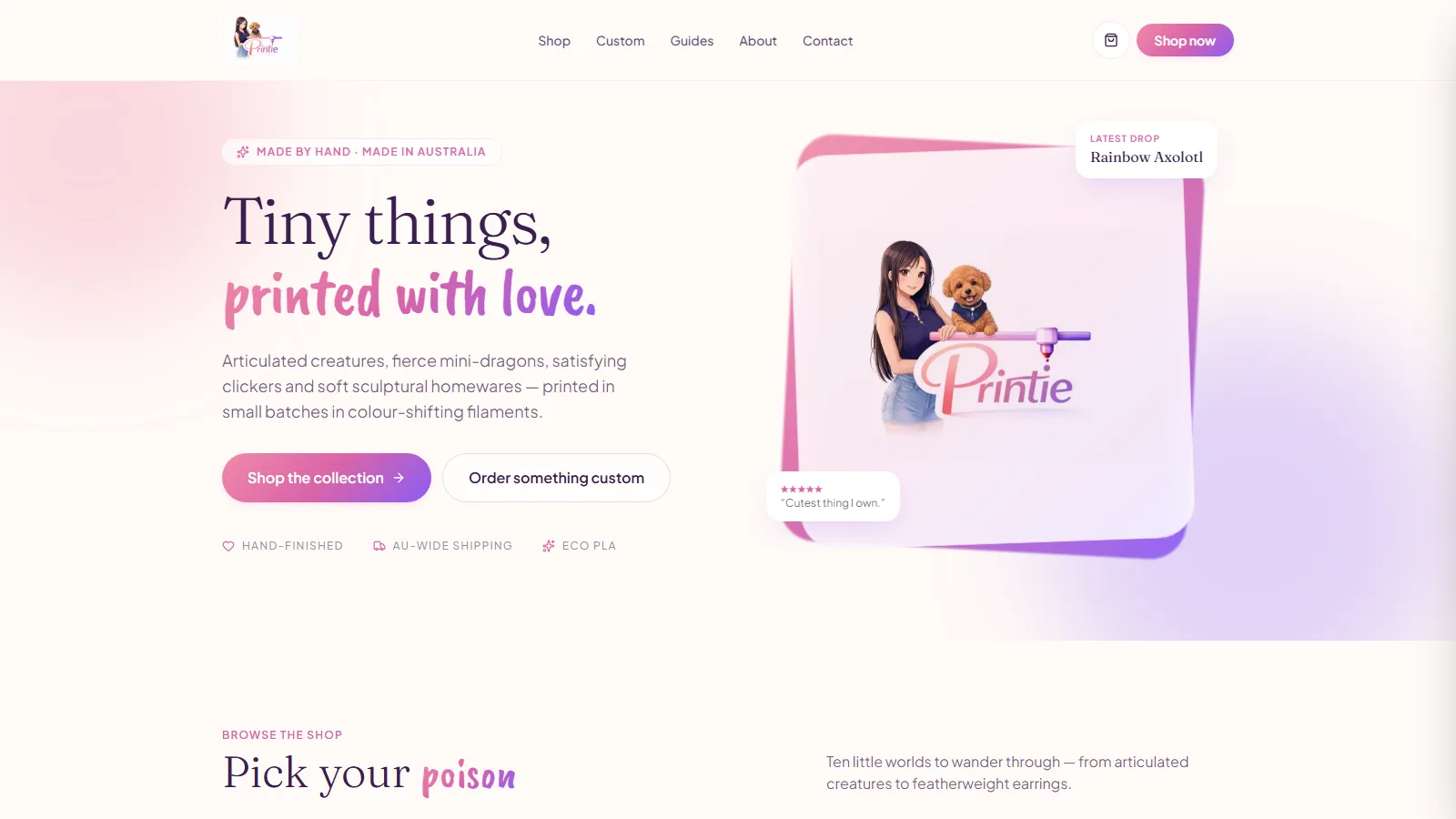 Printie online store screenshot