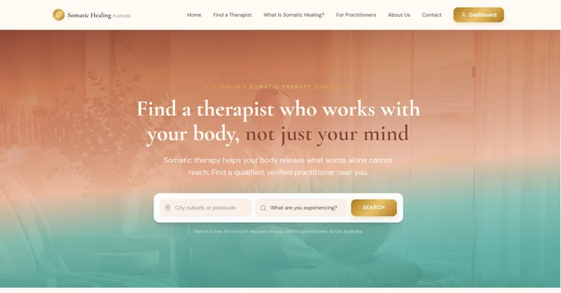 Somatic Healing Australia website screenshot