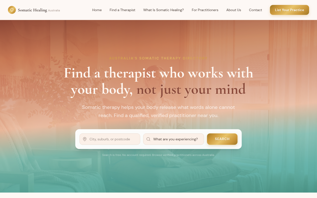 Somatic Healing Australia — therapy directory homepage